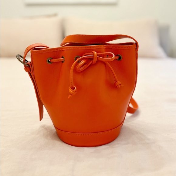 Sezane Farrow Mini Leather Bag NEW Bright Orange Red - Picture 3 of 11